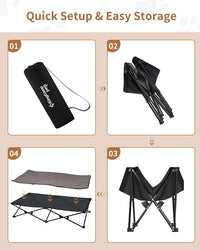 KingCamp Elevated Dog Bed for XL Dogs, Outdoor Raised Cooling Pet Cot Bed with Washable Breathable Mesh & No-Slip Feet Perfect for Camping, Backyard, Indoor Use (XL, Black)