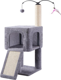 32" Cat Tree for Indoor Cats - Grey / 32''