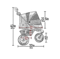 Pet Gear No-Zip AT3 Pet Stroller for Cats/Dogs, Zipperless Entry, Easy One-Hand Fold, Jogging Tires, Removable Liner, Cup Holder + Storage Basket, 1 Model, 2 Colors