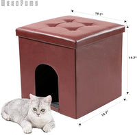 MEEXPAWS Cat Litter Box Enclosure Furniture Hidden, Cat Washroom Bench Storage Cabinet Small 19.7'' x 19.7'' x 19.7''| Dog Proof | Waterproof Inside | Easy Clean | Easy Assembly | Odor Control(Brown)