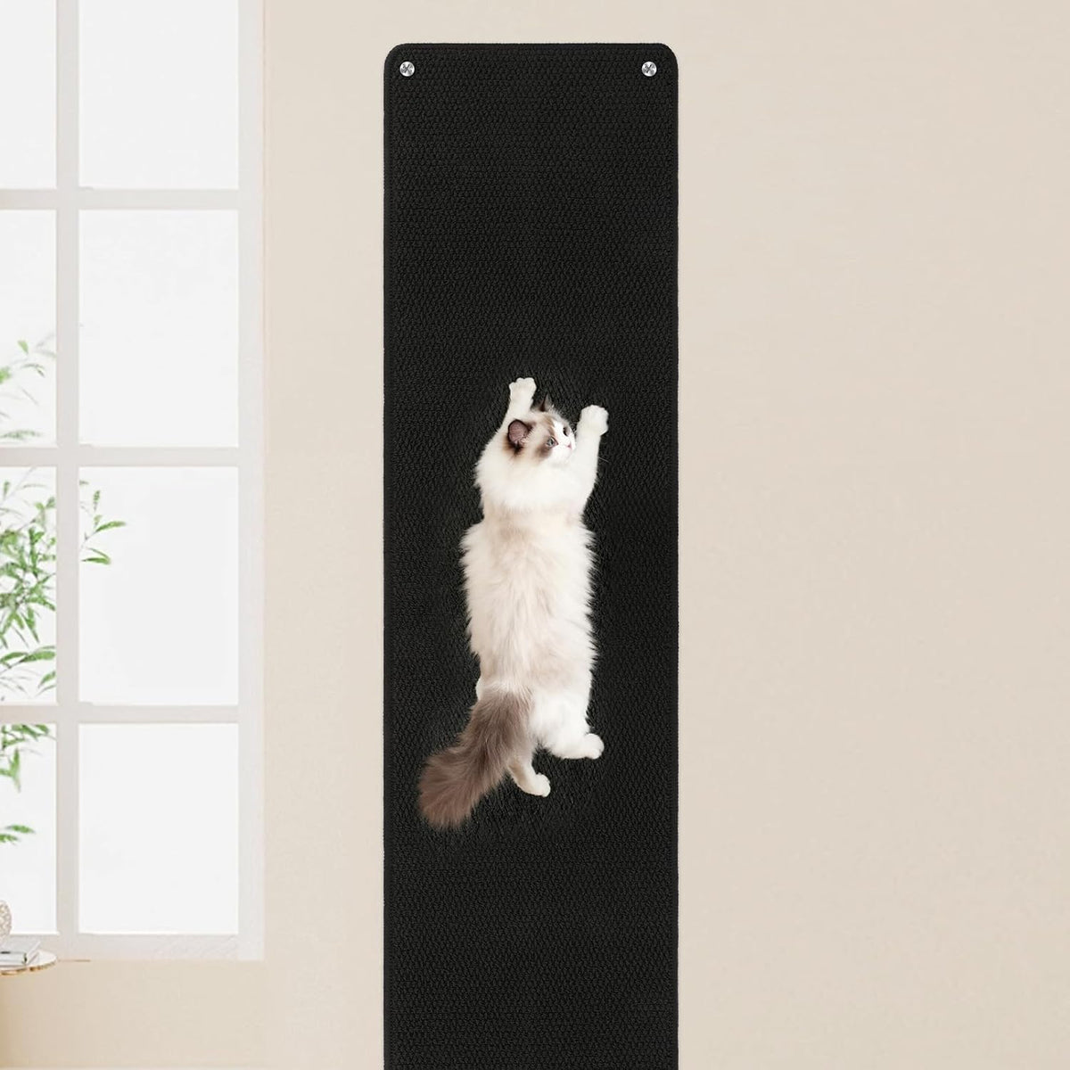 FHTONGE 71x15.8" Thickened Cat Wall Climbing Carpet with 16 Fixed - Pure Black / 71x15.8"(180x40cm)