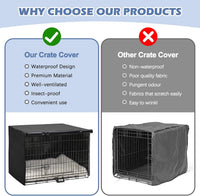 Akinerri Dog Crate Cover, Double Door Waterproof Kennel Cover - 24.0"L x 18.0"W x 19.3"H / Black - image 3