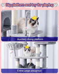 Cat Tree, Cat Tower for Large Cats with 2 Big Platforms, 2 Baskets, condo and Toys, 63" Cat Scratching Posts for Indoor Cats, Light Gray GCT020W