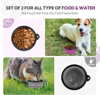 Collapsible Dog Bowl for Travel - Small / Grey+Purple - image 2