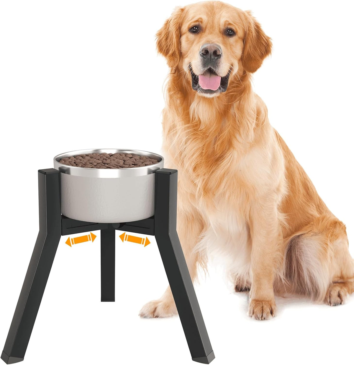 Dog Bowl Stand for Medium Large Dogs - 1 Pack - Black, Square / Height: 11", Width: 7-10.6"