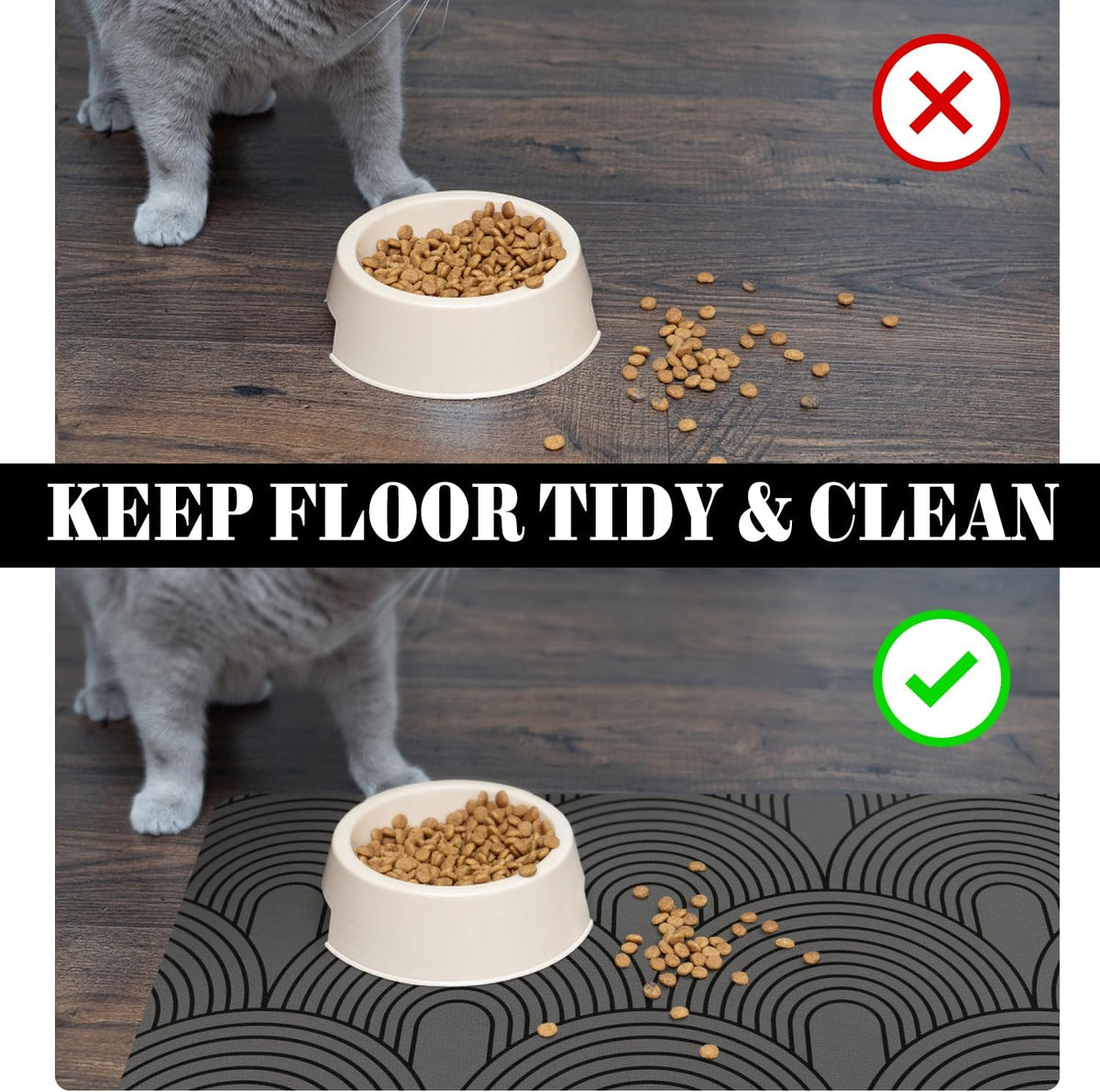 Dog Food Mats for Floors Absorbent, Pet Cat Food Mat - S(12"×20") / 01-Dark Grey - image 2