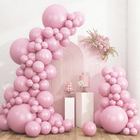 RUBFAC White Balloons Different Sizes 135pcs for Birthday Arch – Fun for Kids & Family - Pastel Pink