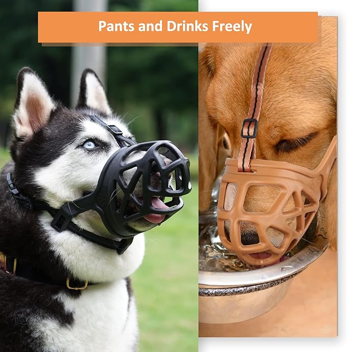 BARKLESS Dog Muzzle, Basket Muzzle for Biting, Chewing and Scavenging, Humane Cage Mouth Cover, Perfect for Grooming and Training Small Aggressive Reactive Dogs (S, Black)