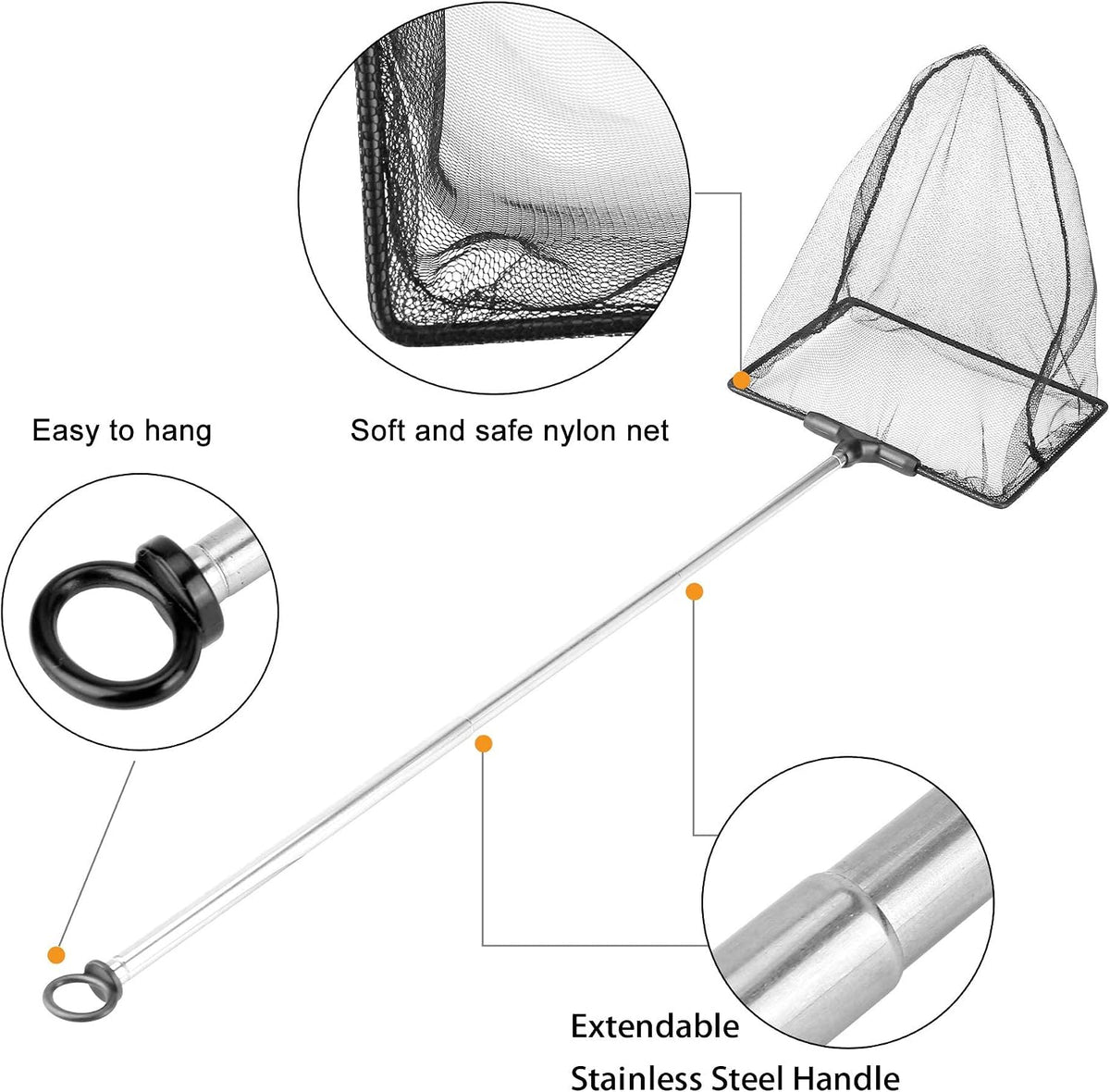 Aquarium Telescopic Fish Net with Extendable Handle Soft Mesh – Essentials for Fish - 6 inch - image 3