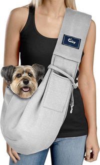 Dog and Cat Sling Carrier, Hands Free Reversible Pet Papoose Bag - Classic Grey