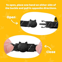Reflective Breakaway Cat Collar with Bell, Safe Design - Black - image 4