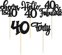 30pcs 16th Birthday Cupcake Toppers - 40th / Black - image 3