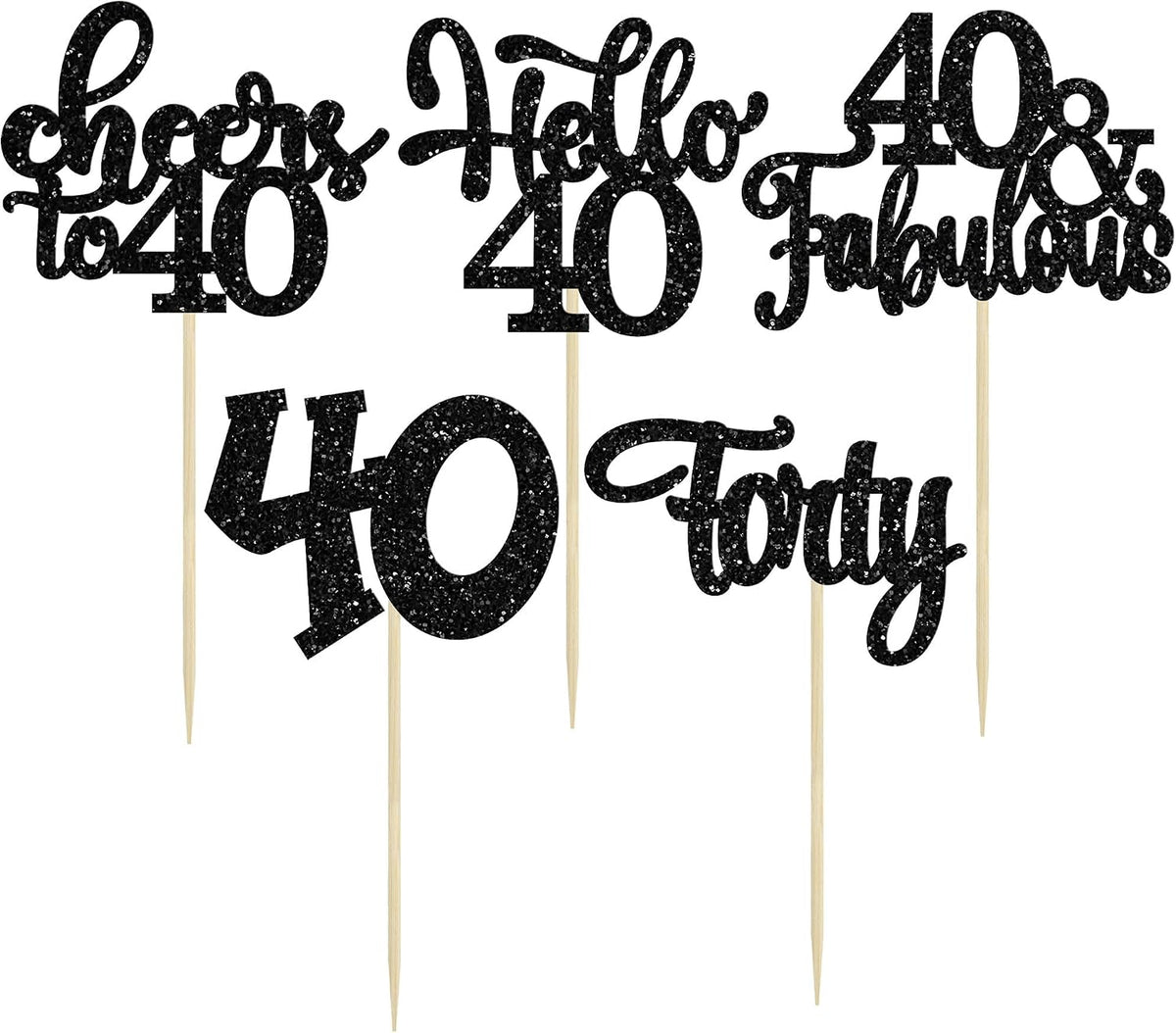 30pcs 16th Birthday Cupcake Toppers - 40th / Black - image 3