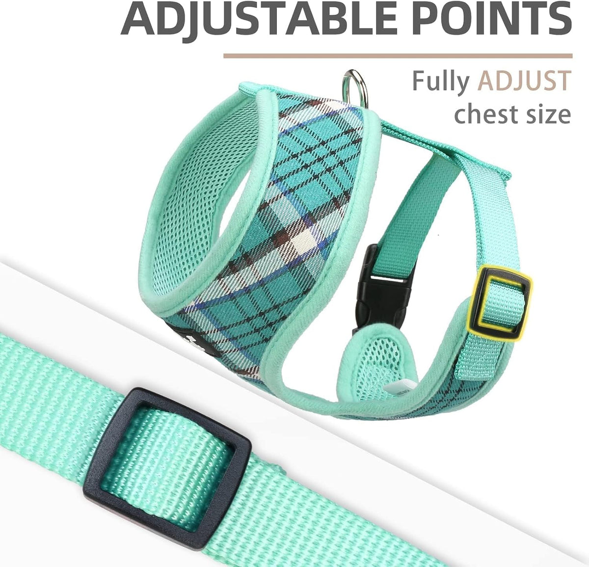 Pupteck Soft Mesh Dog Harness Sized and Leash Set Pet Puppy Cat - Green / S (NECK: 12", CHEST: 14"-18") / Classic over-the-head harness - image 3