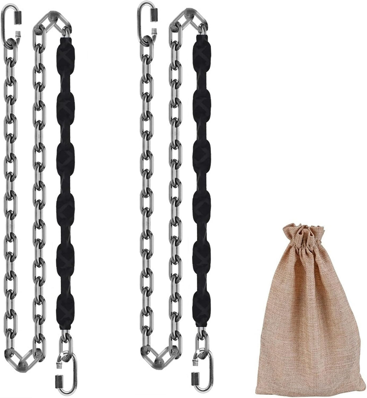 Dakzhou 84 inch stainless steel swing chains with grip sleeves and quick connection buckles