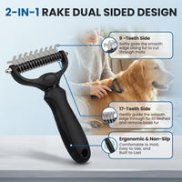 Dog Grooming Rake 4-in-1 Kit, Deshedding Undercoat Rake - Black - image 2