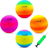 Four Square Balls, 8.5 Inch Playground Ball for Kids Outdoor Dodgeball Kickball Handball Game - Multicolor (4 balls)