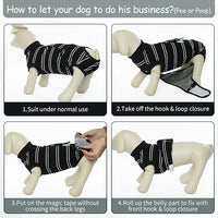 Kuoser Dog Surgery Recovery Suit for Female Male Dogs, Stripes Spay Neuter Anti-Licking Dog Onesie, Surgical Suit Snugly Pet Post Surgery Vest Bodysuit for Abdominal Wounds Skin Disease, Black 2XL