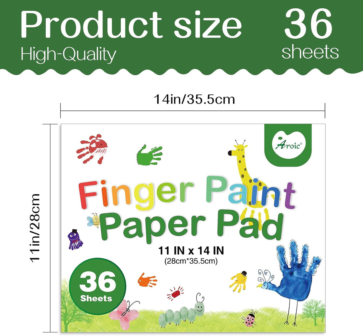 AROIC finger paint paper pad with 36 white heavy-weight sheets, 11 x 14 inches - view 4