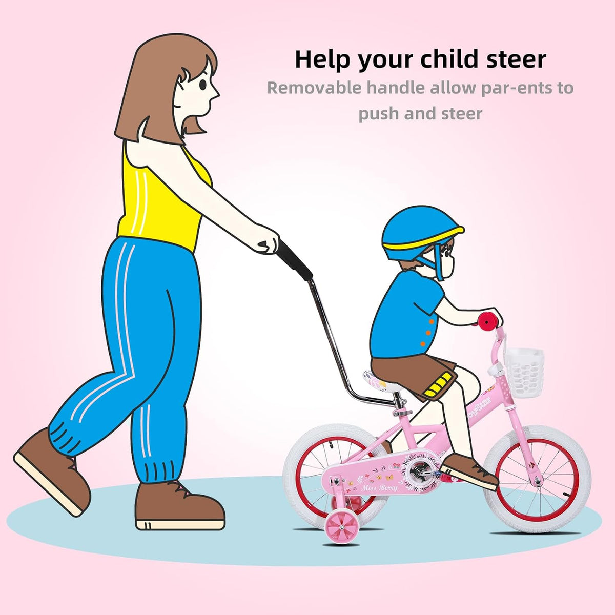 JOYSTAR 10" 12" 14" 16" Kids Bike for Boys and Girls Ages 1-7Y – Fun for Kids & Family - Pink / 16 Inch with Training Wheels - image 3