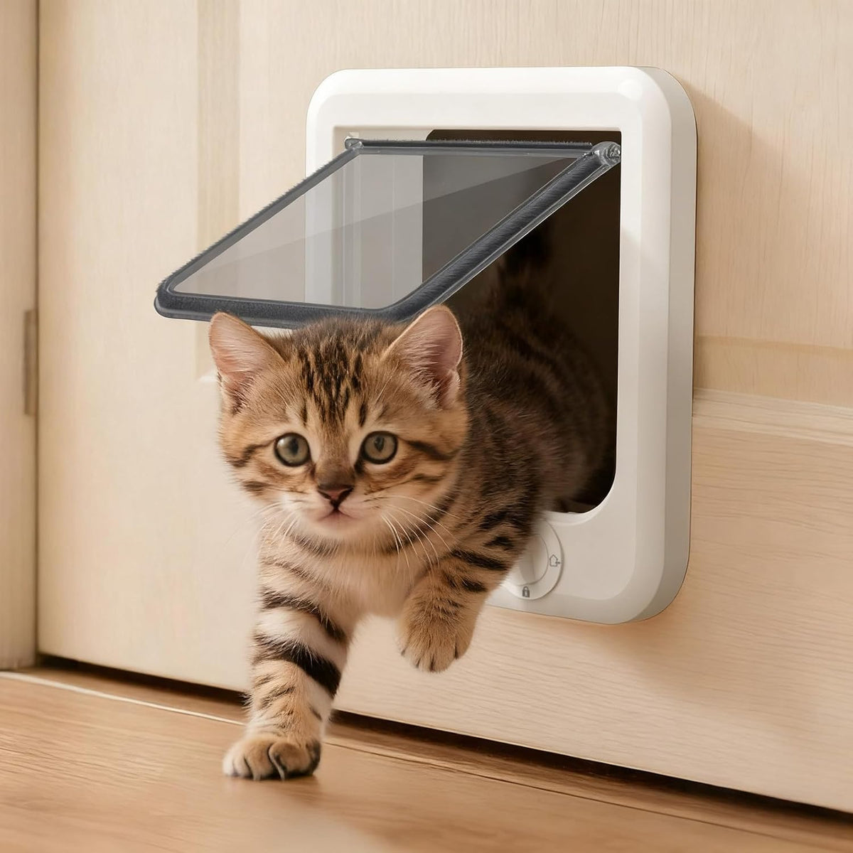 LIBBEPET Cat Door Interior Door - White / M - Inner Size: 5.8"W x 5.7"H