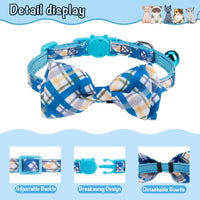 Breakaway cat collar 3-pack with removable bow tie and bell, patterned polyester - view 4