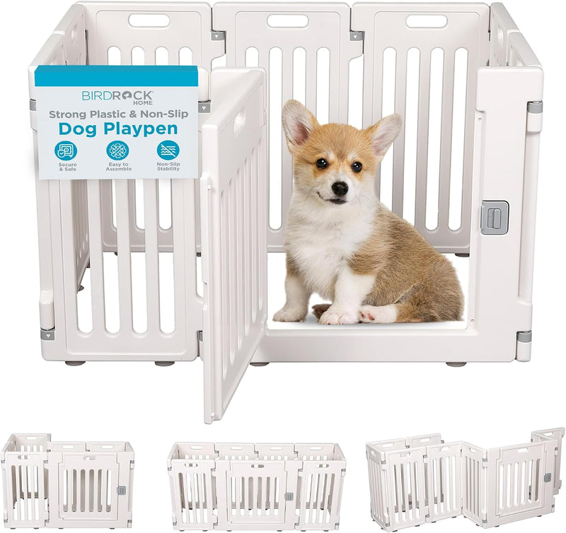 Internet’s Best Dog Playpen with Lockable Door, 190” x 25.6” - White / 8 Panels