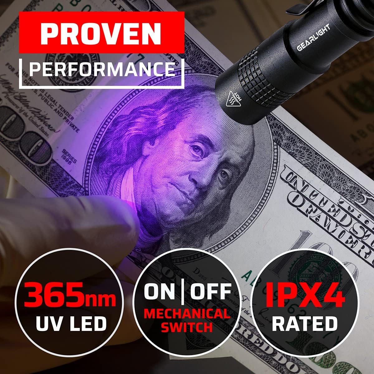 GearLight UV Flashlight Black Light from 68 LED Blacklight Flashlight - Black / S50 UV (2Pck) - image 4