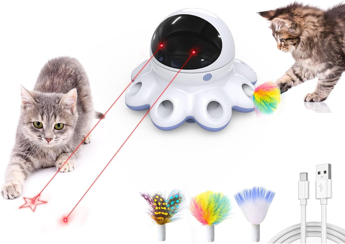 ORSDA Cat Laser Toy, 2-in-1 Interactive Automatic Motion Activated Moving 8 Holes Whack A Mole - Periwinkle (1 Count)