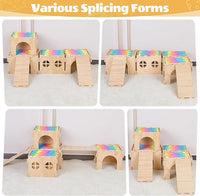 Guinea Pig Hideout, Guinea Pigs House with Stairs and Mats Extra Large Guinea Piggy Castle Detachable Hideouts for Small Animals Wooden Guinea Pig Habitats with Multiple Doors and Windows
