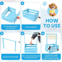 Wooden Dog Closet, Pet Wardrobe with Hanging Rod for Small Dog - Blue - image 4