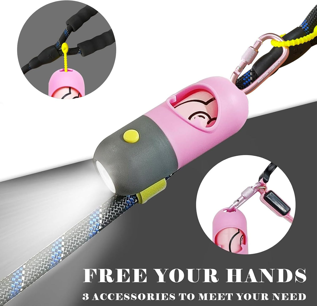 Dog Poop Bag Holder Dispenser with LED Flashlight – Essentials for Dogs - Pink - image 2