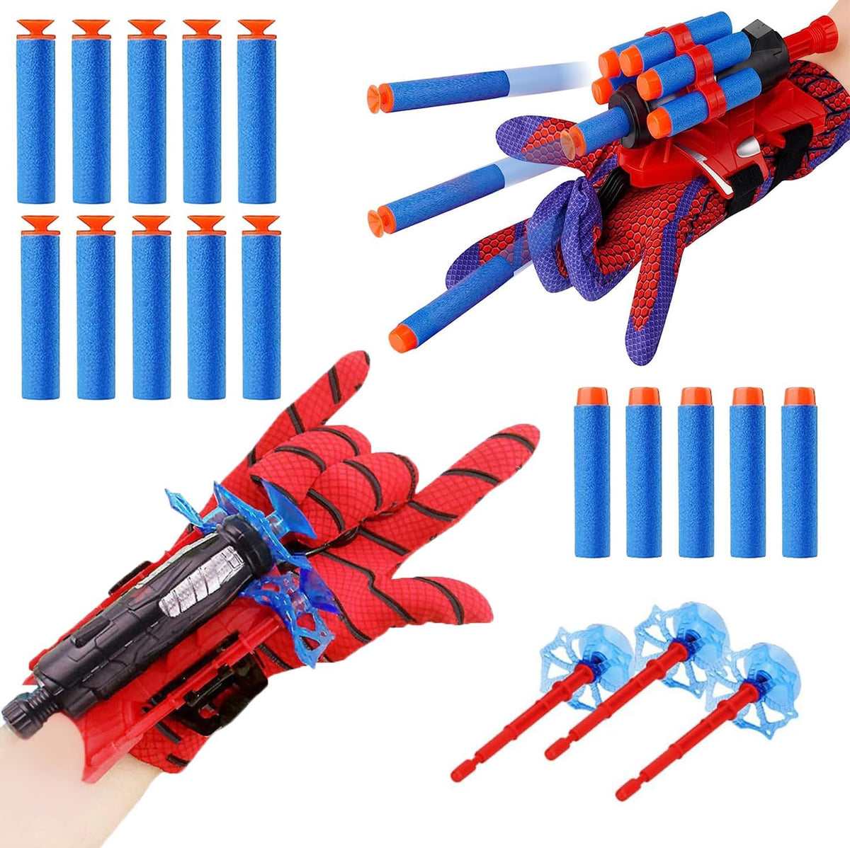 Set of 2 Spider Web Shooter Wrist Launcher Gloves - Blue