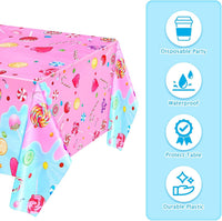 Fanfanwin candyland tablecloth, plastic party table cover with colorful candy print - view 5