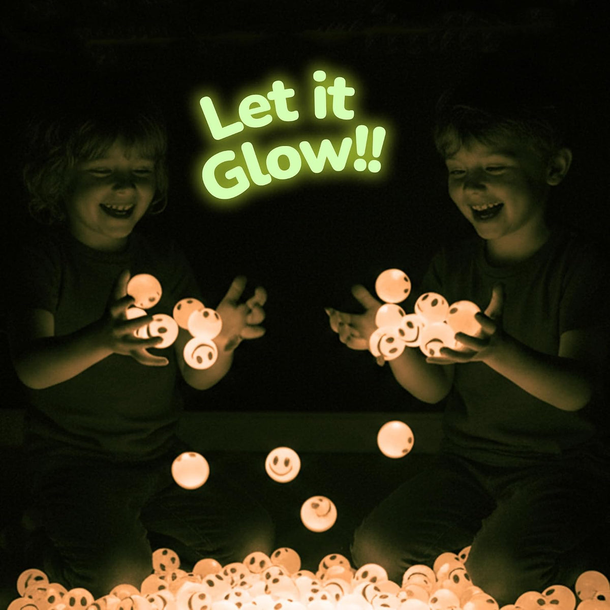 ArtCreativity Glow in the Dark Orange Smiley Face Bouncing Balls - Orange - image 4