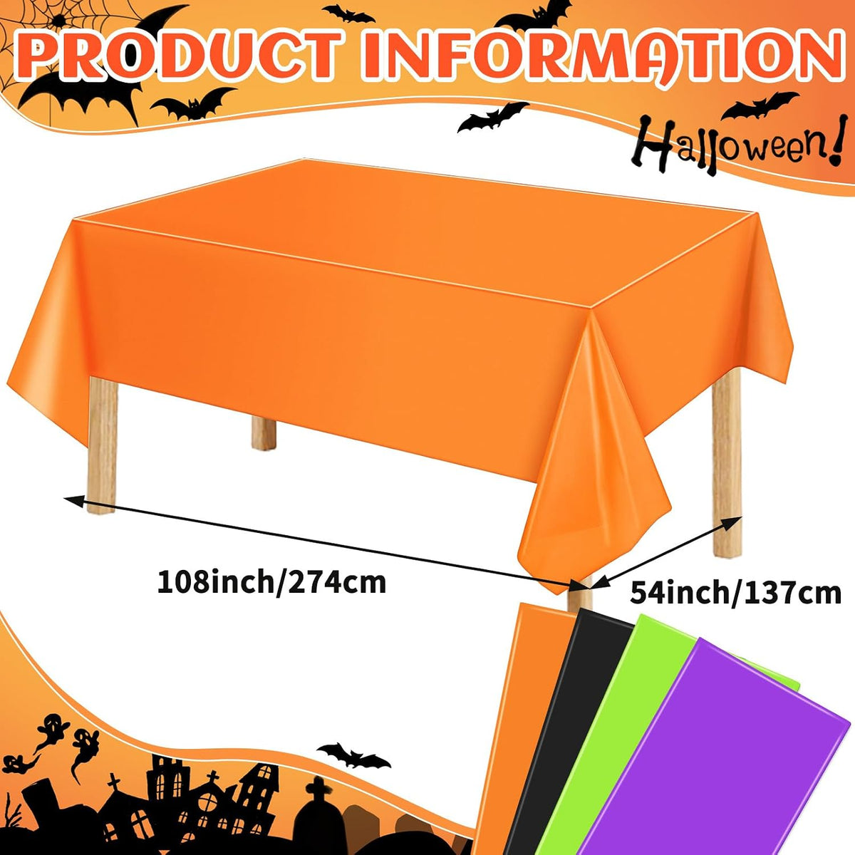 NOVWANG kids party tablecloth 4-pack in red, yellow, cloud and cow print - view 14