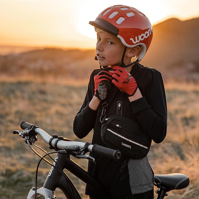 woom TENS Bike Gloves, Child’s & Youth Bicycle Full Finger Protection with Grip for Road Cycling & Mountain Biking (Boys & Girls)