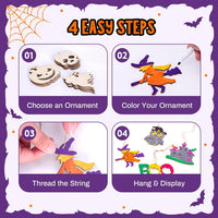 Max Fun 60PCS Halloween Crafts Painting Wooden Slices Cutouts - 60