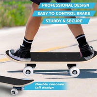Honoson kids skateboard set with dinosaur print maple deck and black knee pads, elbow pads and wrist - view 25