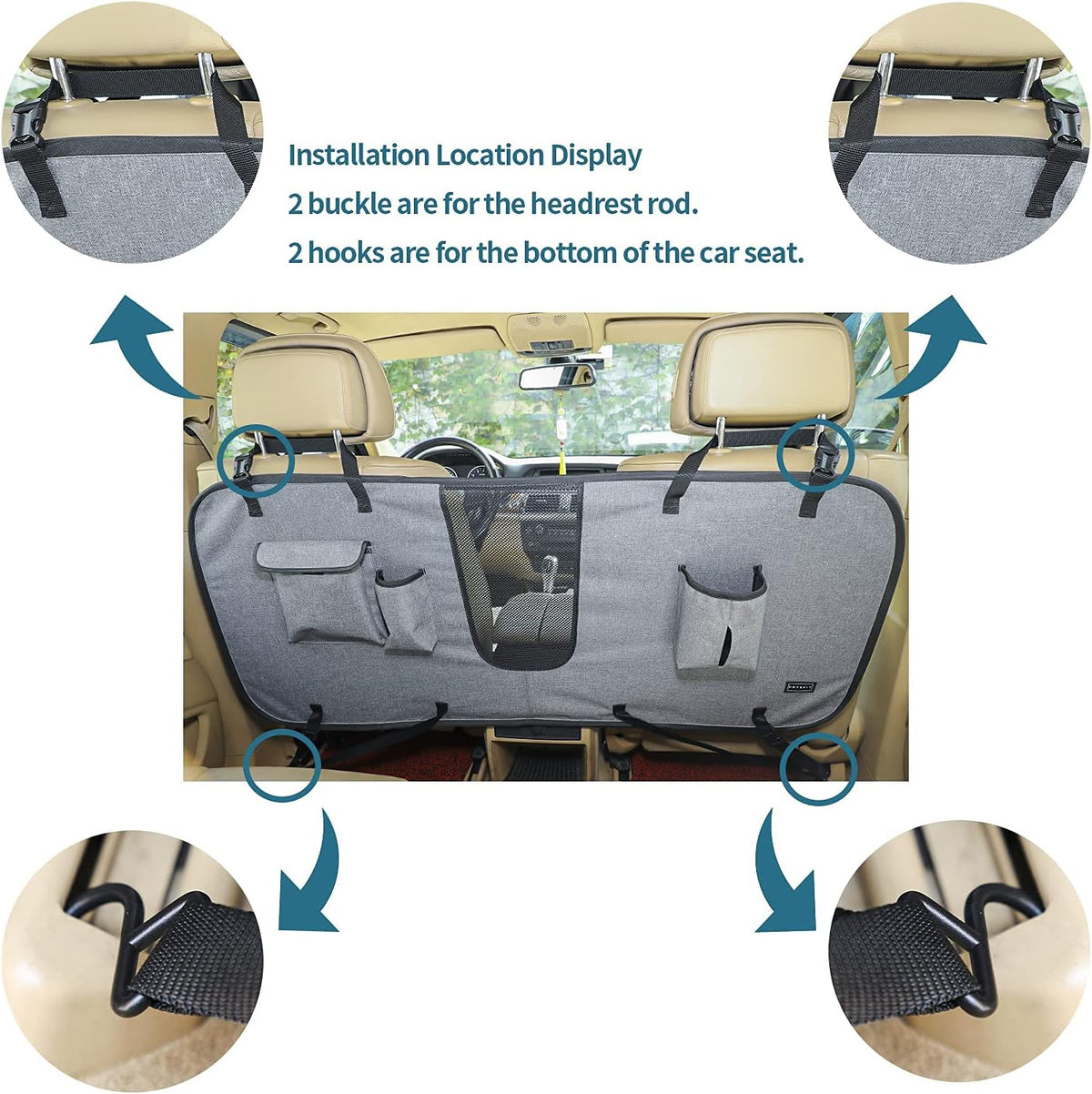 Petsfit Dog Car Barrier Vehicle Pet Barrier Backseat Mesh Dog Car - Large - image 3