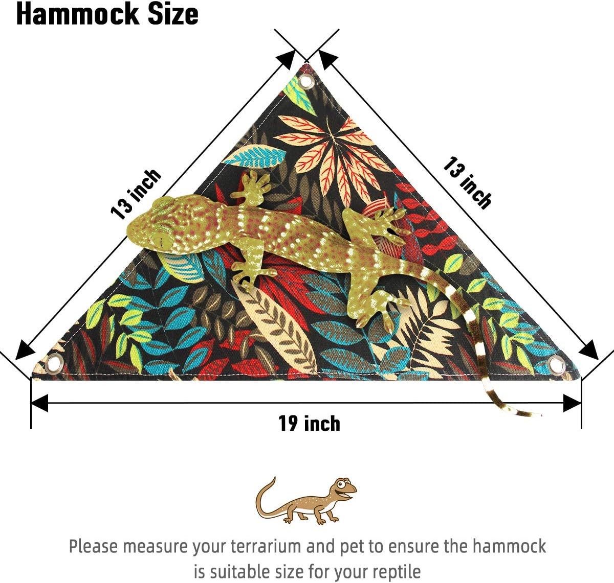 Bearded Dragon Hammock, Reptile Lizard Lounger Ladder Accessories Terrarium Habitat Decor for Large - Black - image 2
