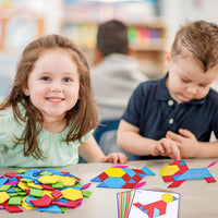 3 Otters wooden pattern blocks set with 150 colorful geometric blocks and pattern cards - view 8