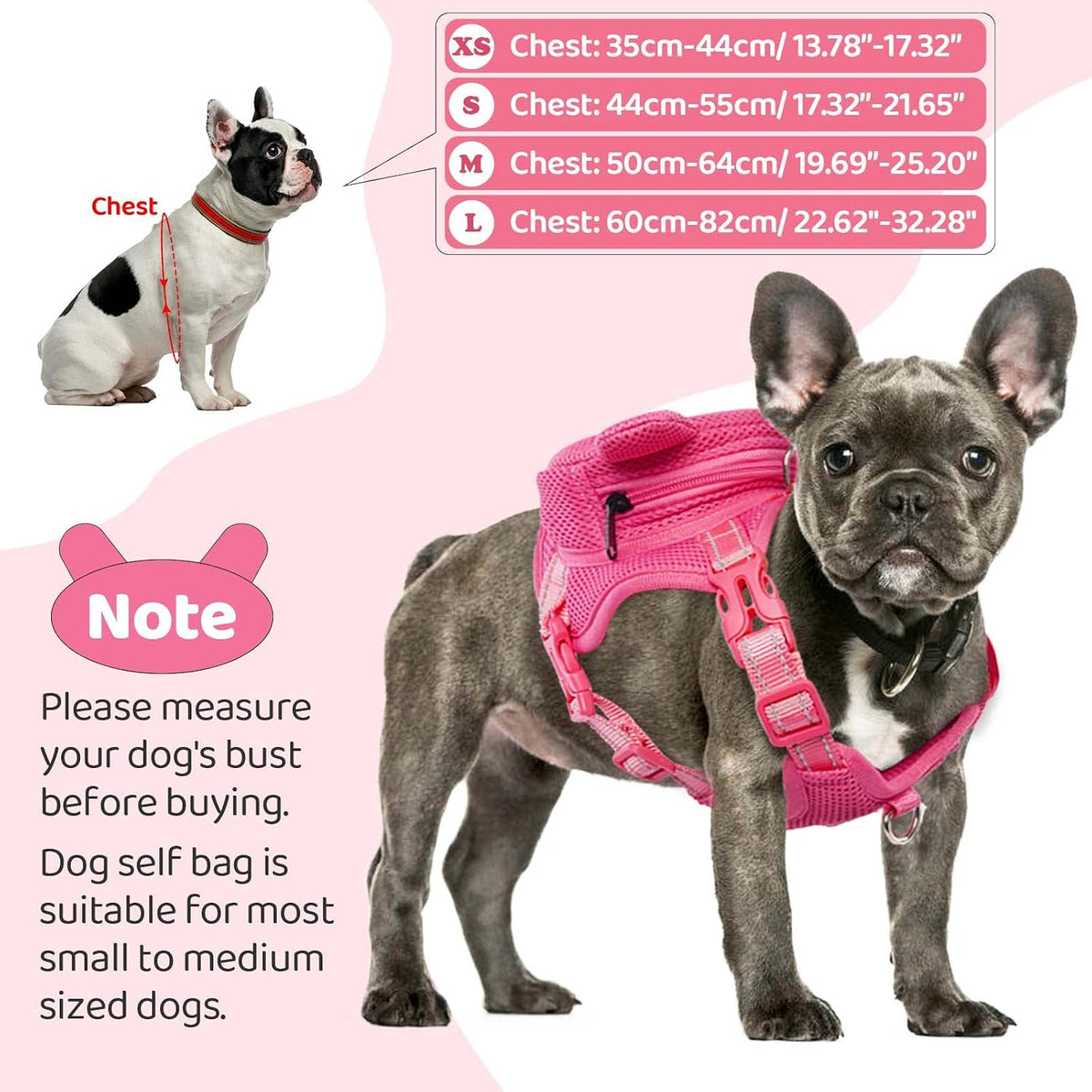 Dog Harness with Backpack - X-Small / Pink pig - image 3