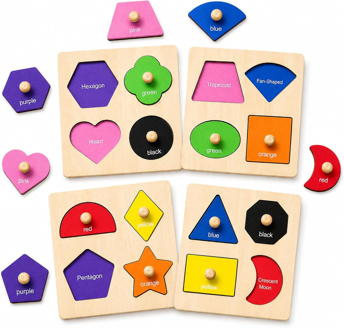 Wooden Peg Puzzles for Toddlers 1-3 - Style C