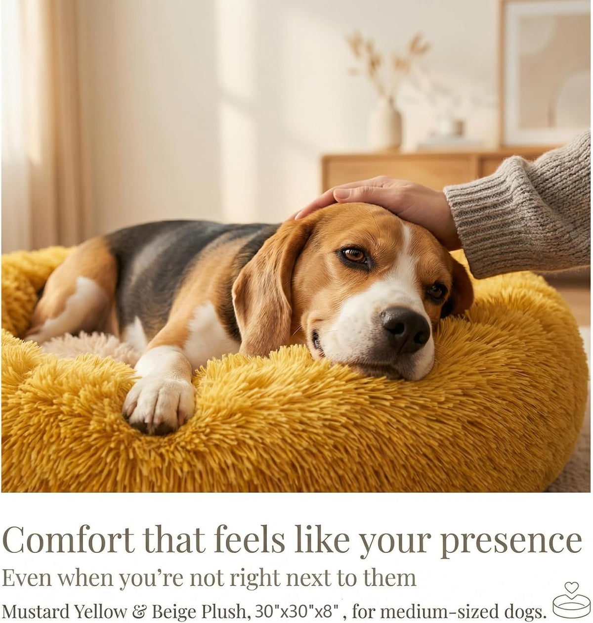 Small Calming Dogs Bed for Small Dogs Anti-Anxiety Machine Washable - Orange / 30 inches - image 2