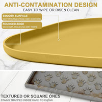 SMILOOL Waterproof Silicone Pet Food Mat with Raised Edge for Dog - Honey / 24"L x 16"W - image 4