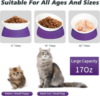 17 oz Raised Cat Food Bowls, Adjustable-Angle Pet Bowls - Milky White, Purple - image 3