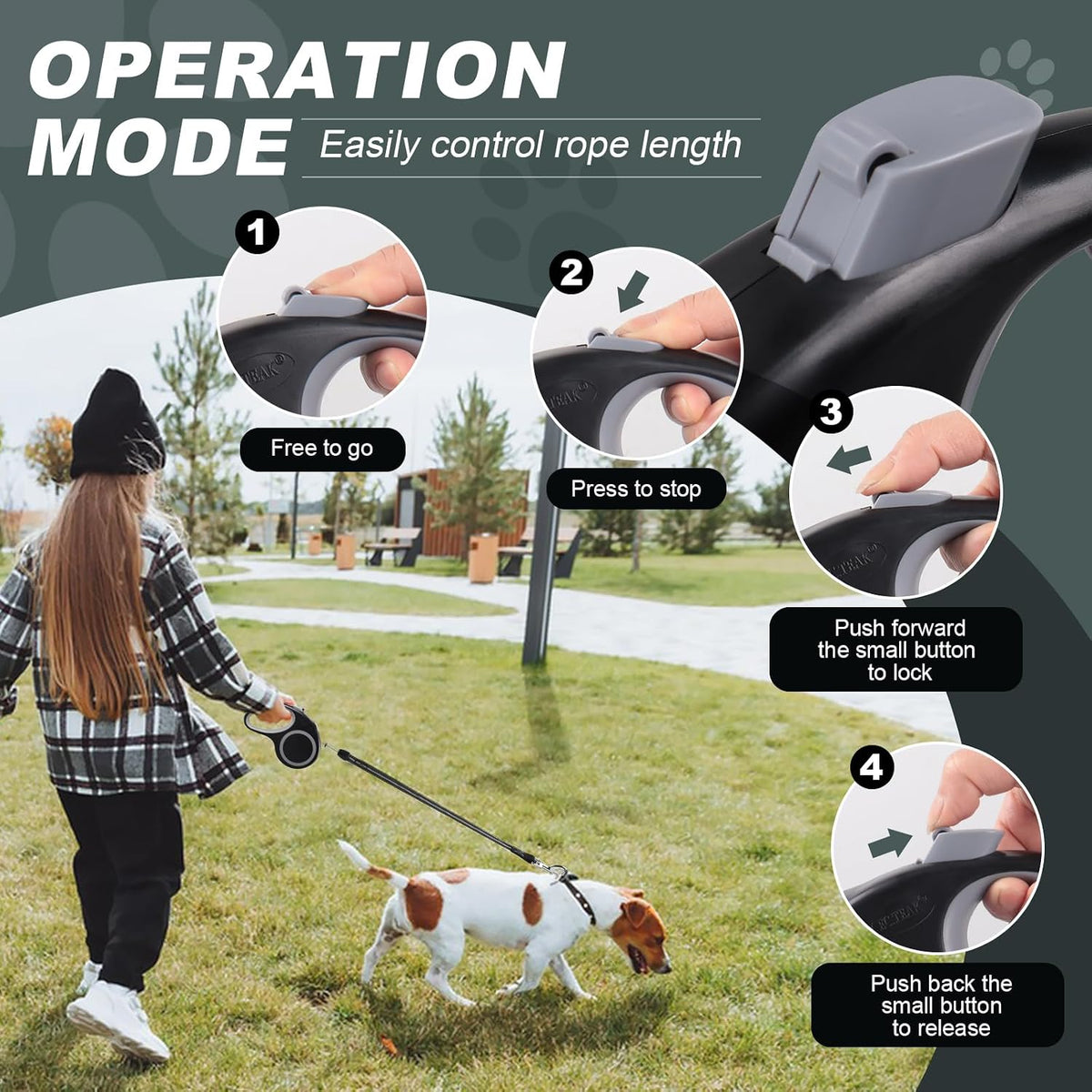 Retractable Dog Leash 20 FT Cord for Small Medium Dogs up to – Essentials for Dogs - Black - image 4