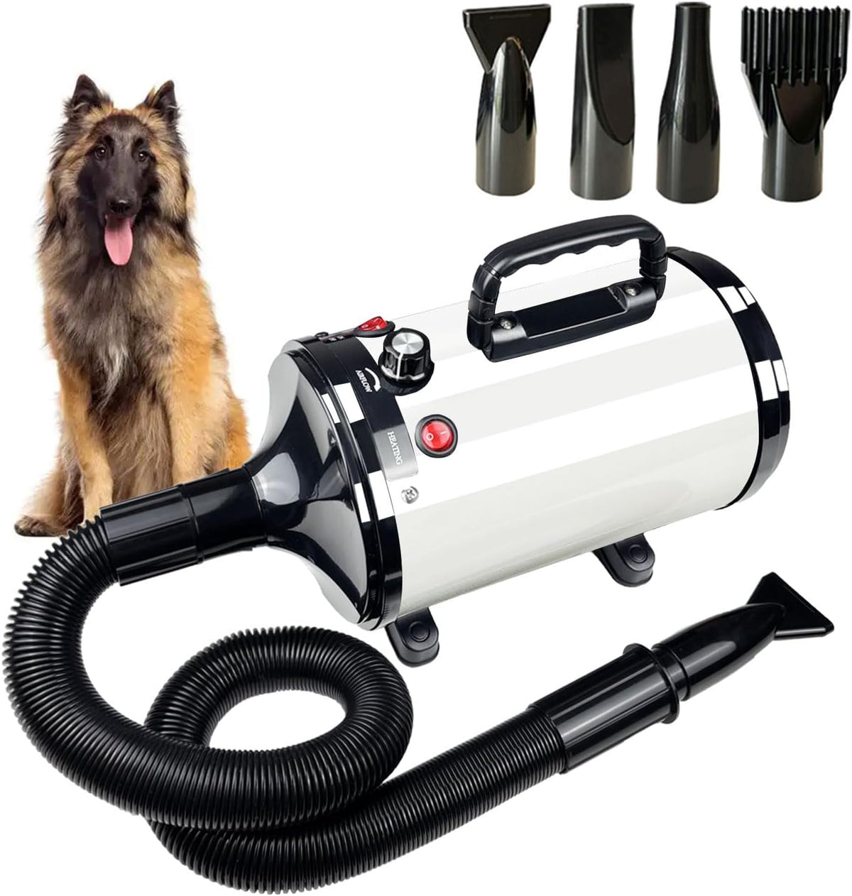Dog Dryer High Velocity Professional Pet Grooming Dryer – Essentials for Dogs - White Black