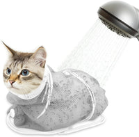 Cat Bathing Bag Anti Scratch Grooming Shower Washing Bag for Nail - White-Gray